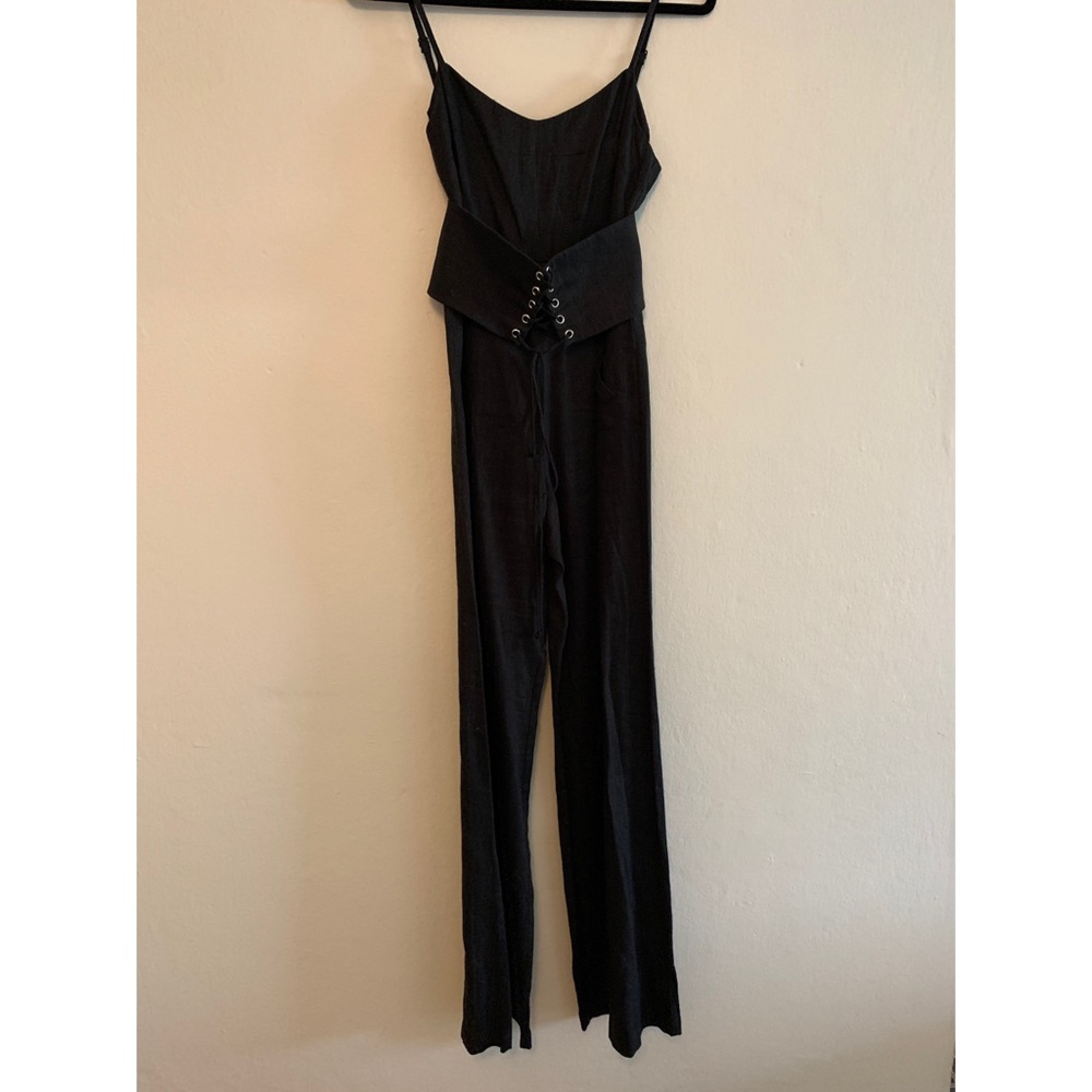 *SOLD* RARE Reformation Pace Linen Jumpsuit Black - Picture 3 of 5